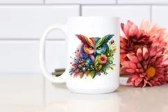 Vibrant Owl with Flowers, PNG Product Image 2