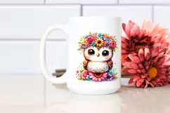 Cartoon Owl Sitting on Flower | Vibrant Flower Crown Product Image 2