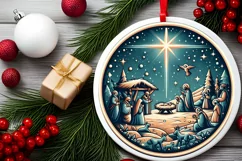 Round Christmas Ornament Sublimation|Clipart Product Image 2