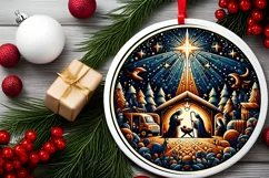 Round Christmas Ornament Sublimation|Clipart Product Image 2