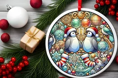 Round Christmas Ornament Sublimation|Clipart Product Image 1