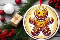 Round Christmas Ornament Sublimation|Clipart Product Image 1