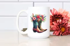 Cowboy Boots Flower Pot with Flowers | Clipart Product Image 2