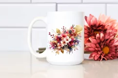 Watercolor Abstract Vibrant Bouquet Gold Foil with Cherry Product Image 2