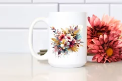Watercolor Abstract Vibrant Bouquet Gold Foil with Cherry Product Image 2