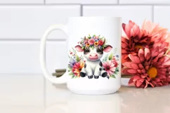 Sitting Cow with Flower Crown PNG Product Image 2
