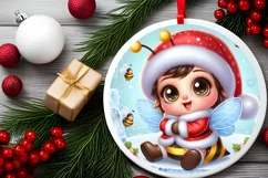 Round Christmas Ornament Sublimation|Clipart Product Image 2