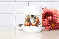 Cute Baby Kitten Pumpkin Watercolor Product Image 2