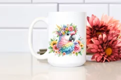 Cartoon Macaw with Flower Crown | Pastel Colors Product Image 2