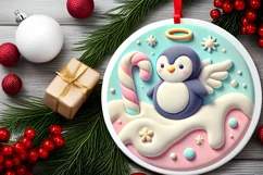 Round Christmas Ornament Sublimation|Clipart Product Image 1
