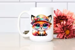 Colorful Layered Fox | Watercolor Cute Clipart Product Image 2