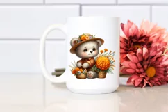 a Cute Baby Bear with Marigold Bouquet Clipart Product Image 2