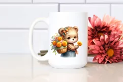 a Cute Baby Bear with Marigold Bouquet Clipart Product Image 2