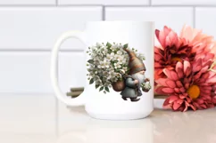 Detailed Gnome Carrying Jasmine Bouquet | Clipart Product Image 2
