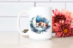Colorful Sleeping Moon Cow | Watercolor Clipart Product Image 2