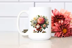 Detailed Gnome Carrying Camellia Bouquet | Clipart Product Image 2
