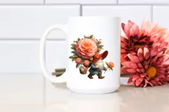 Detailed Gnome Carrying Camellia Bouquet | Clipart Product Image 2
