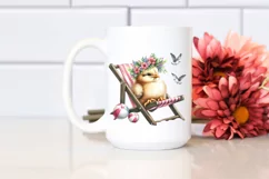 Young Chicken on Beach Chair | Watercolor Clipart Product Image 2