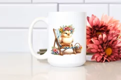 Young Chicken on Beach Chair | Watercolor Clipart Product Image 2