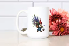 Gnome with Lobelia Bouquet Digital Art Clipart Product Image 2