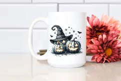 Retro Halloween Jack-o'-lantern PNG with Glitter Product Image 2