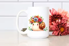 Cartoon-Style Snail with Vibrant Flower Crown Illustration Product Image 2