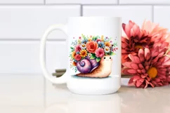 Cartoon-Style Snail with Vibrant Flower Crown Graphic Product Image 2