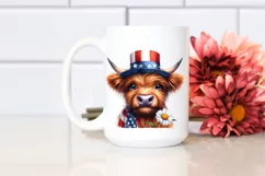 Highland Cow Portrait with Party Hat and Daisy Product Image 2