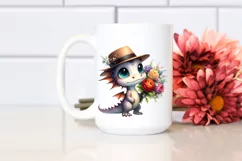 Baby Dragon with Flower Bouquet Clipart Product Image 2