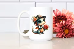 Baby Dragon with Flower Bouquet Clipart Product Image 2