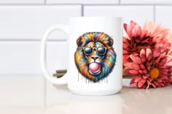 Colorful Lion Portrait with Sunglasses Clipart Product Image 2