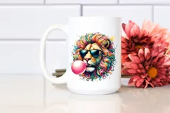 Colorful Lion Portrait with Sunglasses Clipart Product Image 2