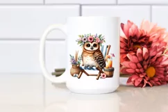 Young Owl on Beach Chair | Watercolor Clipart Product Image 2