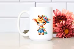 Cute Baby Giraffe Dressed for Summer Clipart Product Image 2
