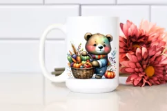 Colorful Baby Bear with Vegetable Basket Clipart Product Image 2
