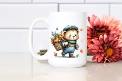 Colorful Baby Bear with Vegetable Basket Clipart Product Image 2