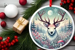 Round Christmas Ornament Sublimation|Clipart Product Image 1