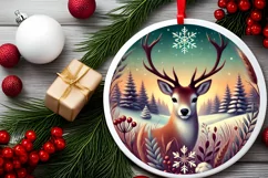 Round Christmas Ornament Sublimation|Clipart Product Image 1