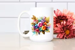 Vibrant Bouquet Gold Foil Clipart Product Image 2