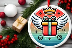 Round Christmas Ornament Sublimation|Clipart Product Image 1