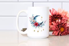 Vibrant Watercolor Boho Moon Flowers Product Image 2