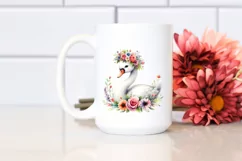 Cartoon-Style Swan with Vibrant Floral Crown Design Product Image 2