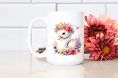Illustration of Swan Adorned with Vibrant Flower Crown Product Image 2
