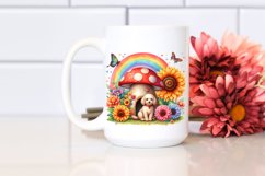 Colorful Dog House with Mushroom and Flowers Watercolor Product Image 2