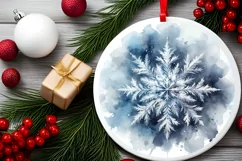 Snow Flake Christmas Round Cute Ornament Sublimation Product Image 1