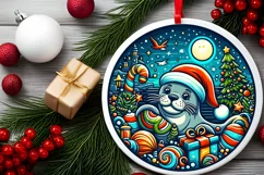 Round Christmas Ornament Sublimation|Clipart Product Image 2