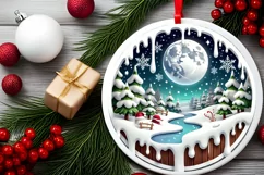 Round Christmas Ornament Sublimation|Clipart Product Image 1