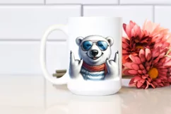 Funny Polar Bear Sunglasses Rocker Sign Clipart Product Image 2