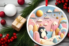 Round Christmas Ornament Sublimation|Clipart Product Image 2