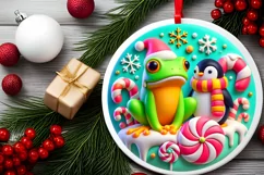 Round Christmas Ornament Sublimation|Clipart Product Image 1